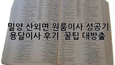 밀양 산외면 원룸이사 성공기✨ 용달이사 후기 & 꿀팁 대방출🍯
